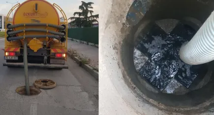 Tekirdağ'da belediye aracı yağmur suyu hattına atık döktü