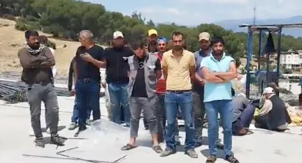 Denizli Otoban şantiyesinde işçiler haklarını aramak için eylem başlattı