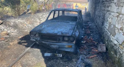 Manisa Soma'da yangın : Otomobil kül oldu