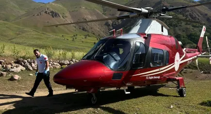 Arı sokması sonucu alerjik reaksiyon geçiren vatandaş ambulans helikopterle hastaneye sevk edildi