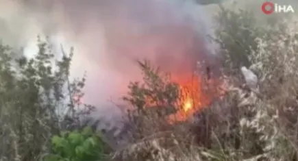 Samsun'da otluk alanda korkutan yangın