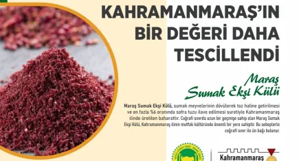 Maraş Sumak Ekşi Külü tescillendi