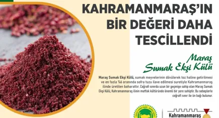 Maraş Sumak Ekşi Külü'ne tescil