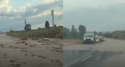 Tokat'ta şiddetli yağış sürücülere zor anlar yaşattı