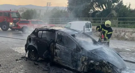 Çöpte çıkan yangın otomobile sıçradı!