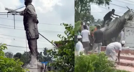 Bangladeş’te kriz büyüyor: Mucibur Rahman heykelleri öfke ile yıkılıyor!