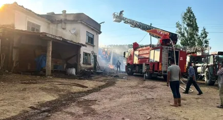 Kütahya'da yangın: 14 büyükbaş hayvan telef oldu