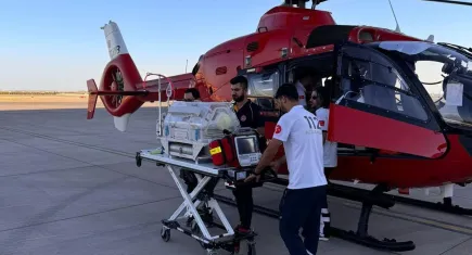 1 günlük bebek ambulans helikopterle sevk edildi
