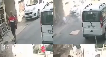 Sürücü 1,5 dakikayla kurtuldu, balkon aracın üzerine göçtü