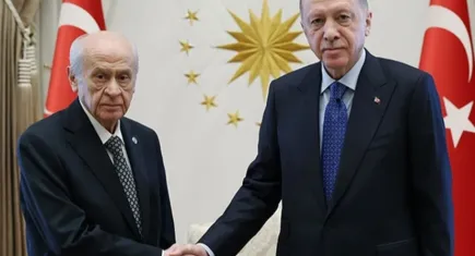 Cumhurbaşkanı  Erdoğan, Cumhurbaşkanlığı Külliyesi’nde  Bahçeli’yi kabul etti