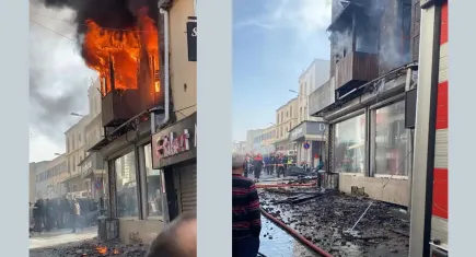İzmir Kemeraltı'nda tarihi binada yangın