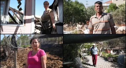 Foça’da alevler dinse de izleri kaldı: Evler ve ağıllar küle döndü
