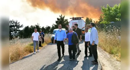 Başkan Ömer Eşki yangın bölgesinde