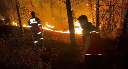 Foça’daki yangına Menemen’den destek