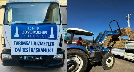 İzmir Büyükşehir Belediyesi'nden yangın bölgesine yem desteği