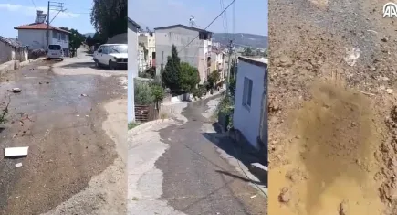İzmir'de patlayan su borusunun onarılmamasına mahalleli tepki gösterdi