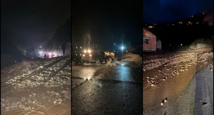 Trabzon Arsin’de sağanak sonrası heyelan: Atayurt-Santa yolu kapatıldı