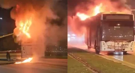 İzmir haber: Konak'ta belediye otobüsünde yangın çıktı