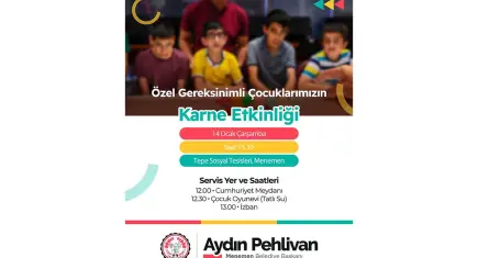 Menemen Belediyesi’nden özel gereksinimli çocuklara karne şenliği
