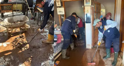 Seferihisar'da sel ve fırtına sonrası yoğun mesai