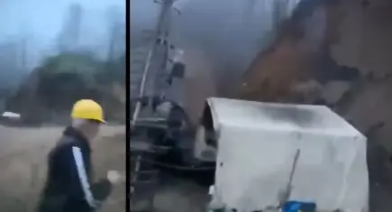 Giresun’da maden sahasında heyelan: Sondaj makinesi toprağa gömüldü